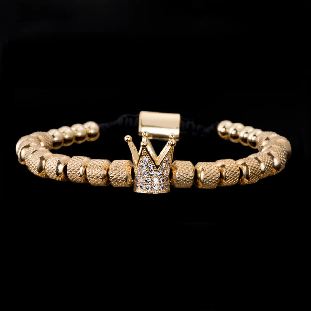 Luxury Crown Men Bracelet 316L Stainless Steel Bracelet Banlge Titanium Steel Gold Color Bracelet Adjust Size Men