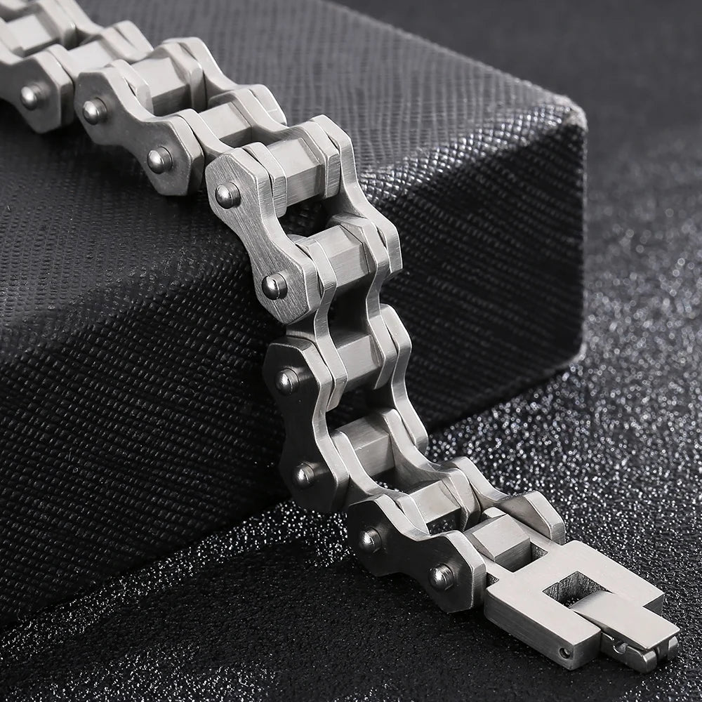 Matte 316l Stainless Steel Motorcycle Chain Man Bracelet for Men Gothic Hardware Bike Jewelry Gifts Men's Bracelets
