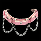 Gothic Cross Leather Choker Necklace — Stainless Steel