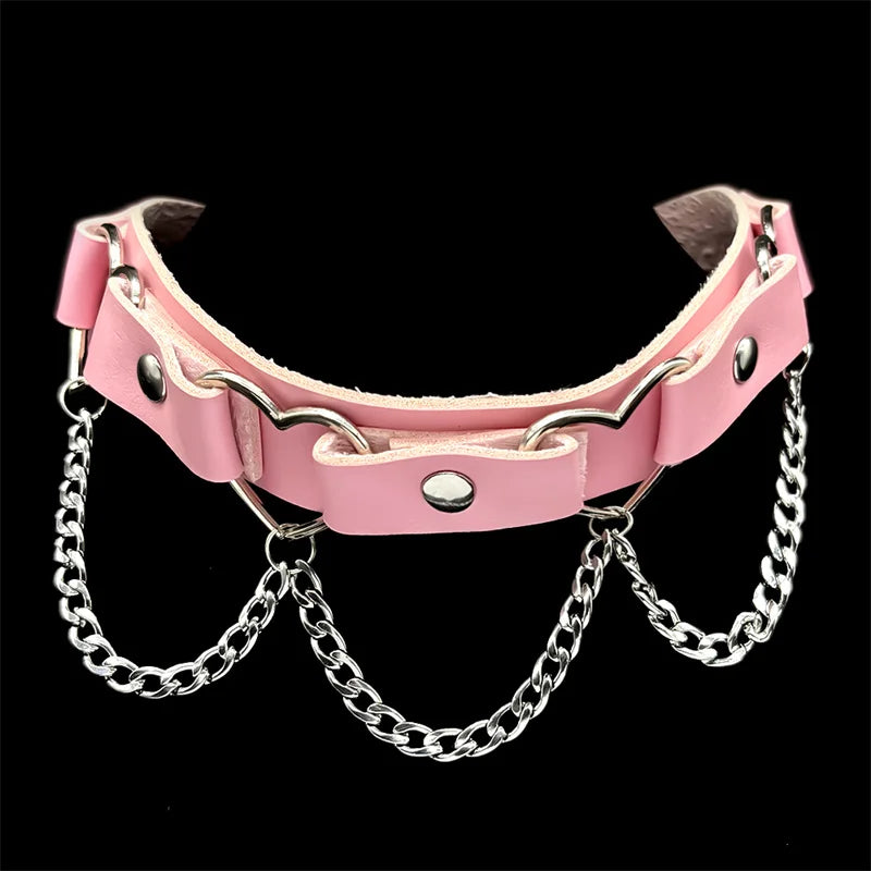 Gothic Cross Leather Choker Necklace — Stainless Steel