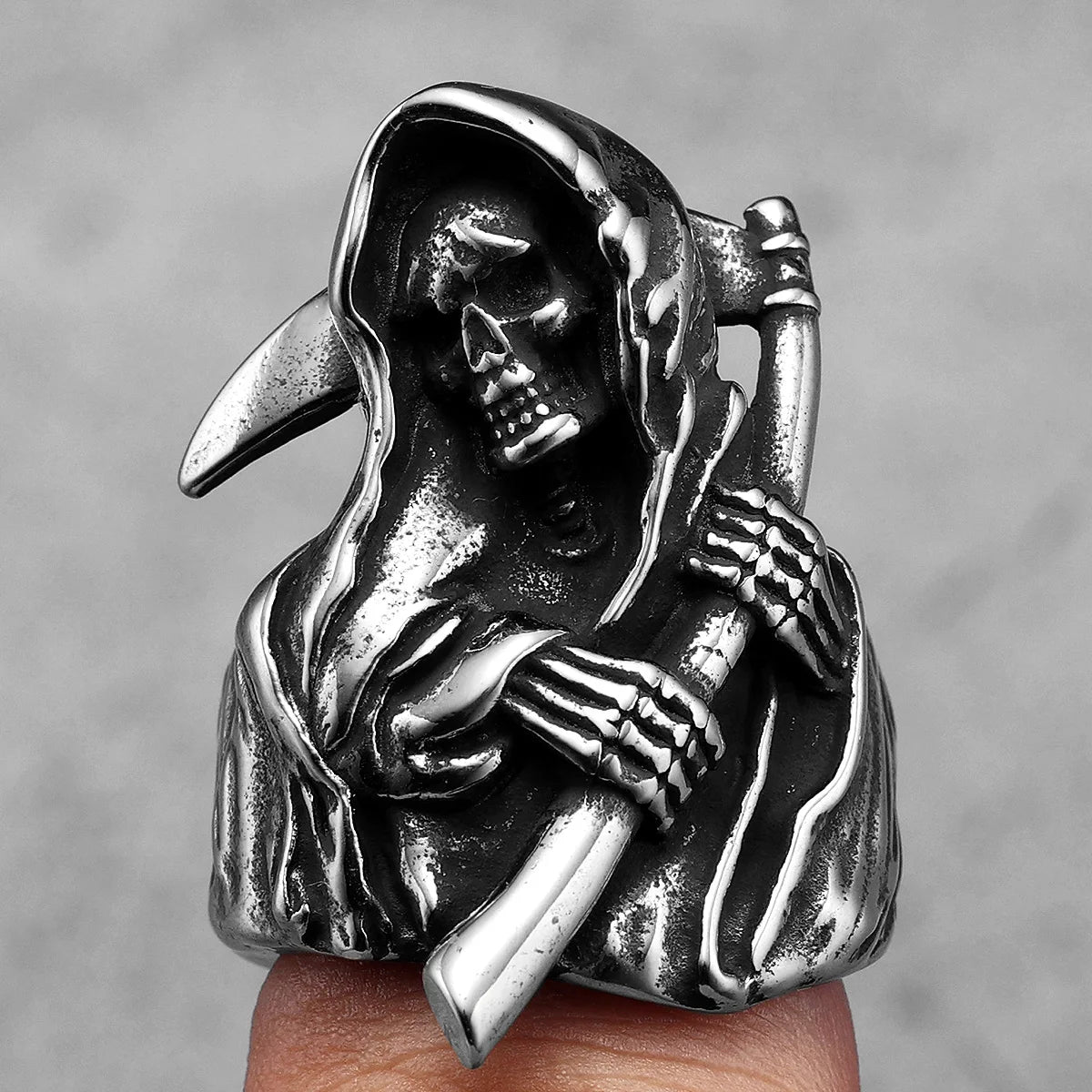 Grim Reaper Skull Ring — Stainless Steel