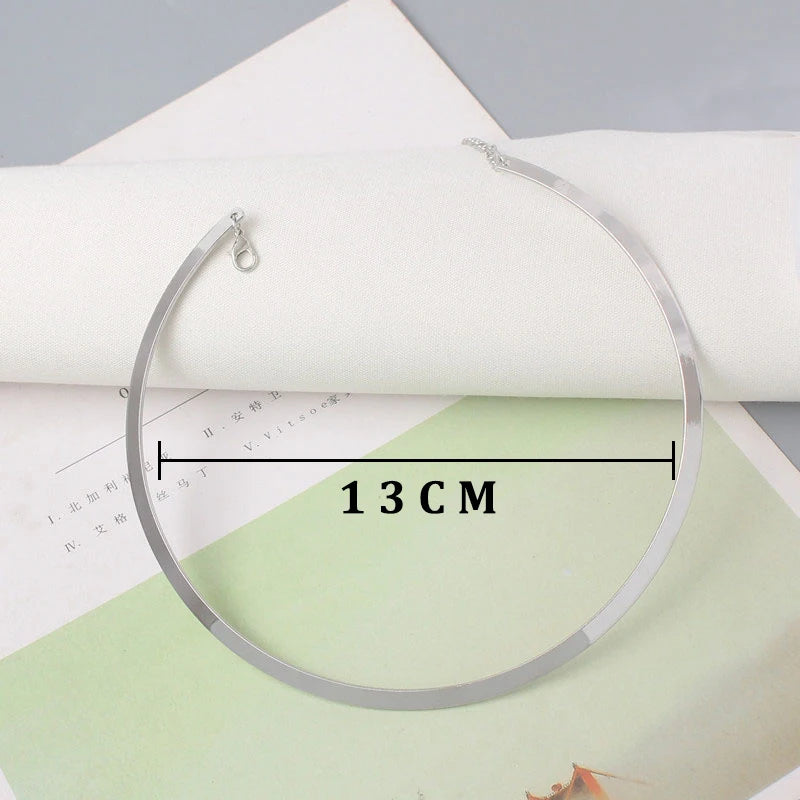 Punk Metal Torques for Women Gothic Golden Silver Color Smooth Chain Collar Fashion Choker Necklace Retro Personality