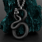 Stainless Steel Vintage Animal Snake Pendant Necklace Men Gothic Winding Imitation Viper Punk Hip Hop Necklace Jewelry