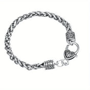 Wheat Chain Bracelet 20cm Heart Lobster Clasp Thick — Silver-Tone
