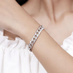 Luxury Solid Platinum PT950 Ladder Square Diamond Cuban Bracelet ins Hip Hop Men's and Women's Bracelet