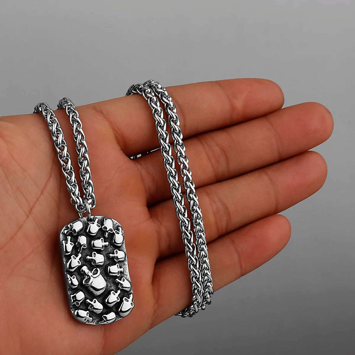 Neo-Gothic Skull Pendant Necklace — Stainless Steel