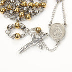 Saint Benedict Virgin Mary Rosary Necklace — Stainless Steel