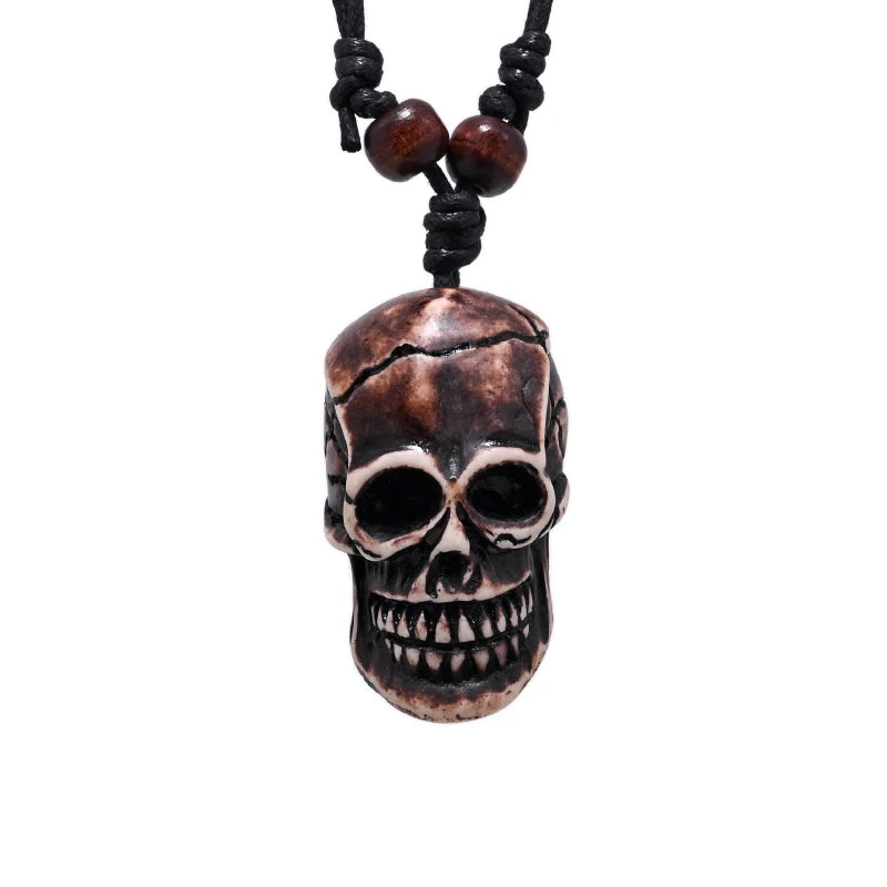 FX020 Ox bone carving necklace skull pendant Punk Choker Retro Jewelry Tribal style Imitation Yak Bone necklace Amulet