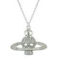 Fashion Rhinestone Skull Cross Saturn Couples Chain Silver Color Metal Necklace Punk Women Men Party Jewelry Gifts