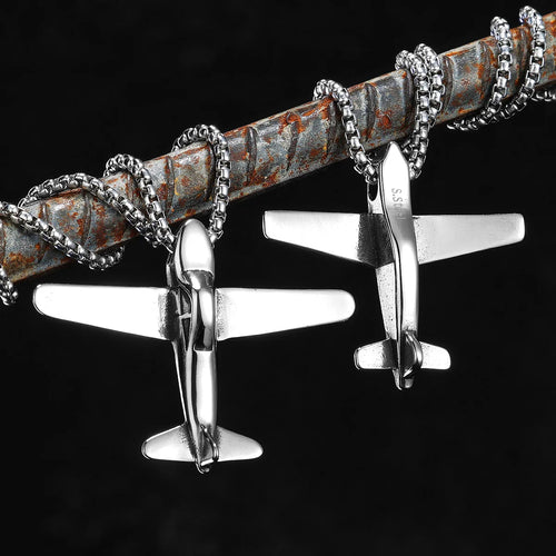 Airplane Pendant Necklace — Stainless Steel