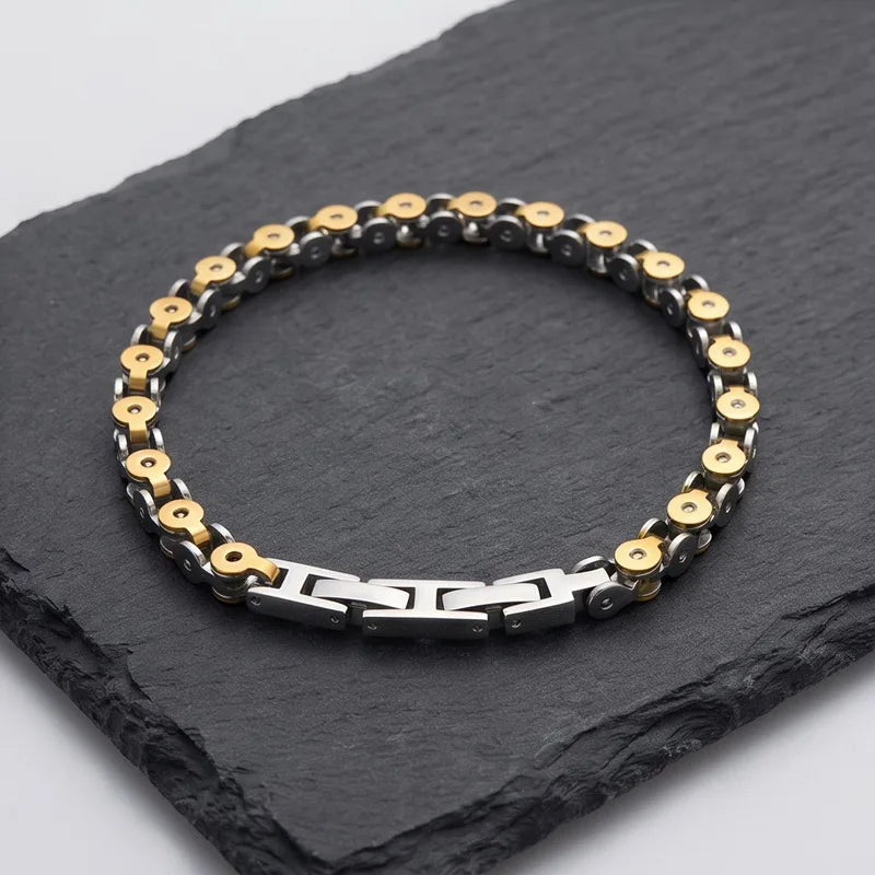 Kalen Minimalist Stainless Steel Bracelet for Men Bike Party Box Link Thin Metal Chain Jewelry Unisex Classic Daily