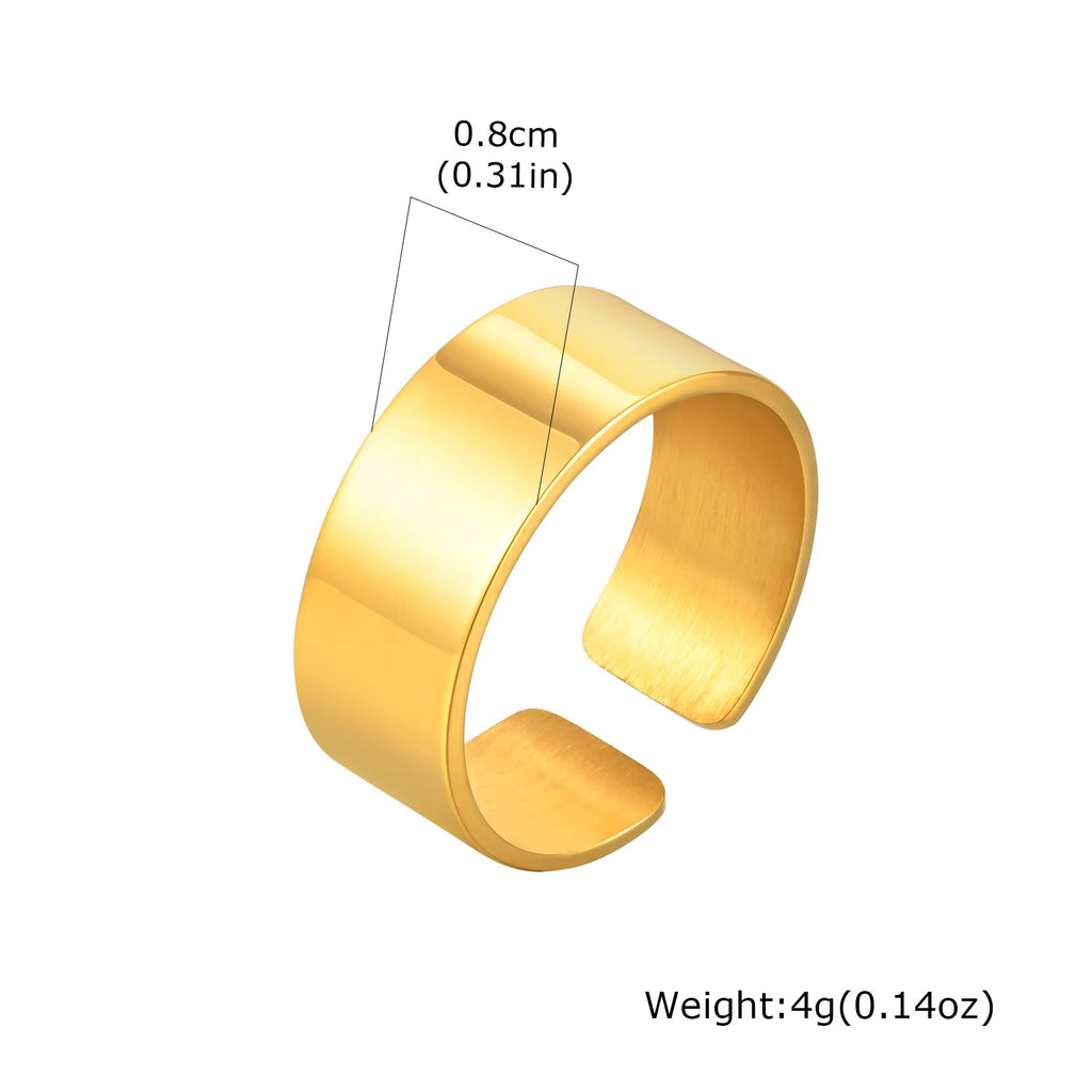 Punk Bend Ring for Men Boys,High Polished Stainless Steel Adjustable Ring,6/8/11.5mm Width Simple Ring for Husband Son