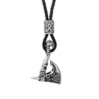 Never Fade Norse Runes Vikings Ax Necklaces Men Stainless Steel Self-defense Hatchet Pendant Valknut Amulet