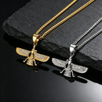 Faravahar Zoroastrian Winged Pendant Necklace — Stainless Steel