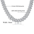 14mm Full Moissanite Cuban Link Necklace Bracelet GRA Certified 100% 925 Sterling Silver Hip Hop Cuban Jewelry for Men Women