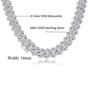 14mm Iced Out Cuban Necklace Set — Silver