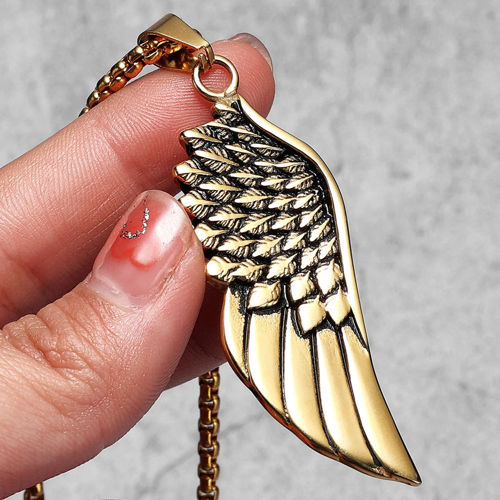 Angel Wing Pendant Necklace — Stainless Steel