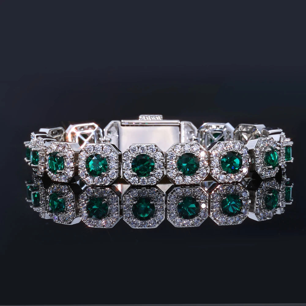 Tennis Bracelet Stainless Steel Emerald Crystal
