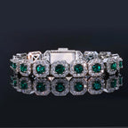 Tennis Bracelet Stainless Steel Emerald Crystal