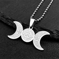 Viking Steel Pendant Wiccan Triple Moon Goddess