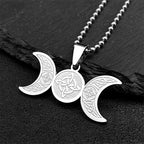 Viking Steel Pendant Wiccan Triple Moon Goddess