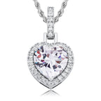 Iced Out Heart Pendant Necklace Stainless Steel CZ