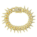 20mm Gothic Thorns Flash Full Rhinestone Miami Cuban Chain Luxury Fashion Men's Necklace For Women Hip Hop Cool