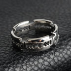 Blade Ring Punk Black Silver Band for Men — Stainless Steel