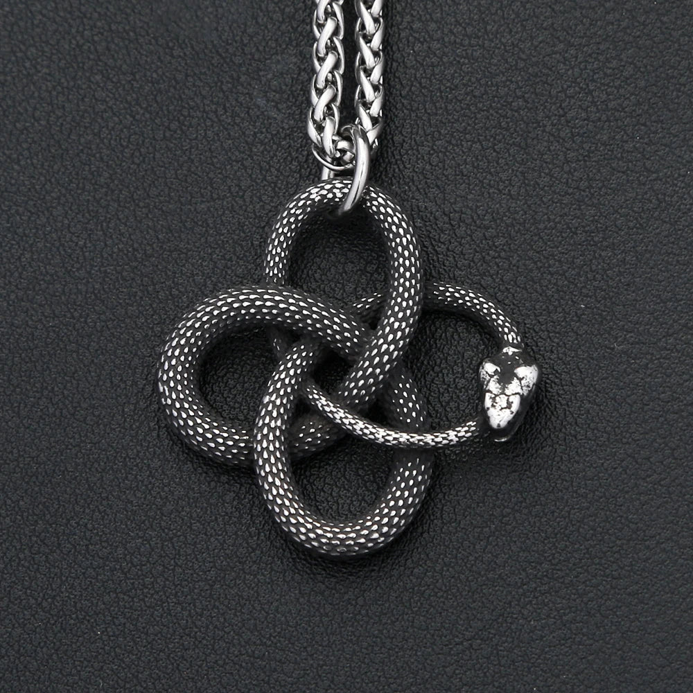 Ouroboros Snake Pendant — Stainless Steel
