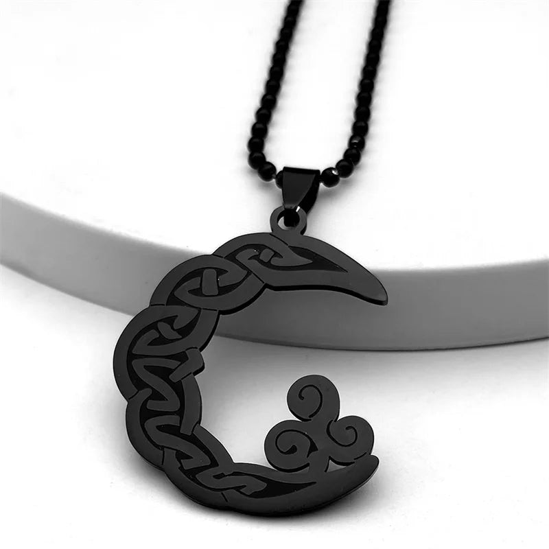 Celtic Knot Gold Pendant Vintage Crescent Moon