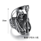 Hip hop Death Skull Biker Ring Stainless Steel Jewelry High Quality Grim Reaper Skull Motor Biker Ring Mens Ring