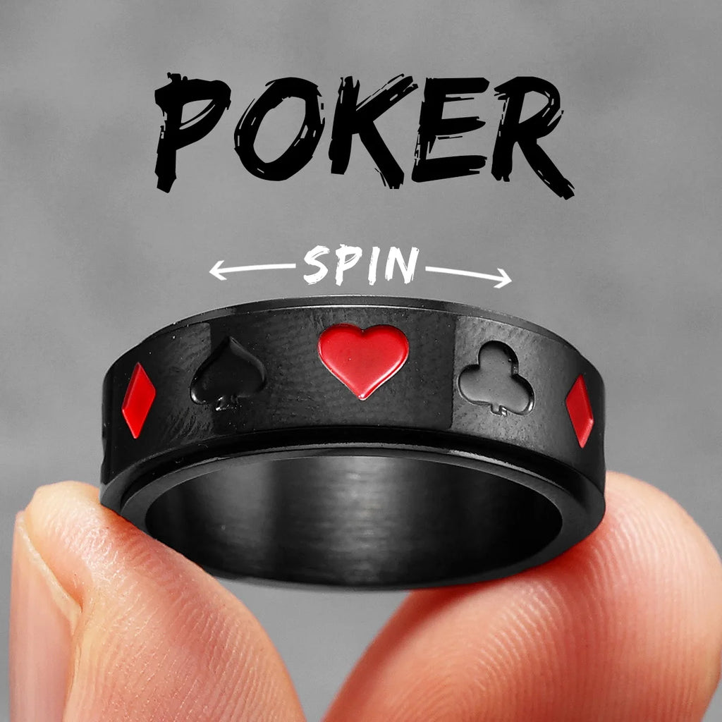 Poker Fidget Spinner Ring — Stainless Steel