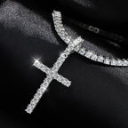 KNOBSPIN Full Moissanite Tennis Necklace with Pendant 925 Sterling Sliver Plated 18k Chain for Man Sparkling HipHop Party Jewely