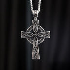 Mens Irish Celtic Knot Cross Pendant Necklace Stainless Steel Nordic Viking Necklace Ancient Talisman Pendant Jewelry