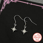 Star Two-Tone Earrings Sterling Zircons Octagram