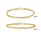 Rope Cuban Chain Bracelet 2pcs — Two-Tone