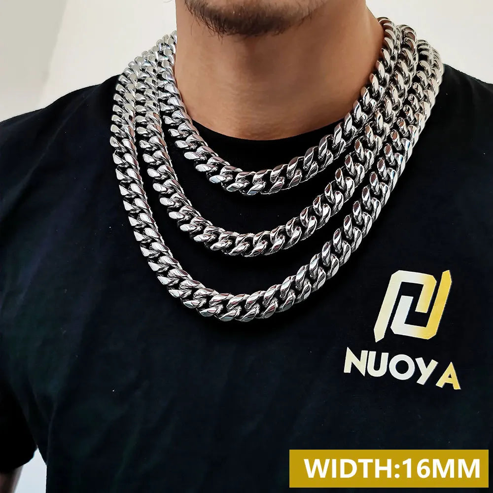 Stainless Steel Cuban Chain Necklace Miami 8/10/12MM