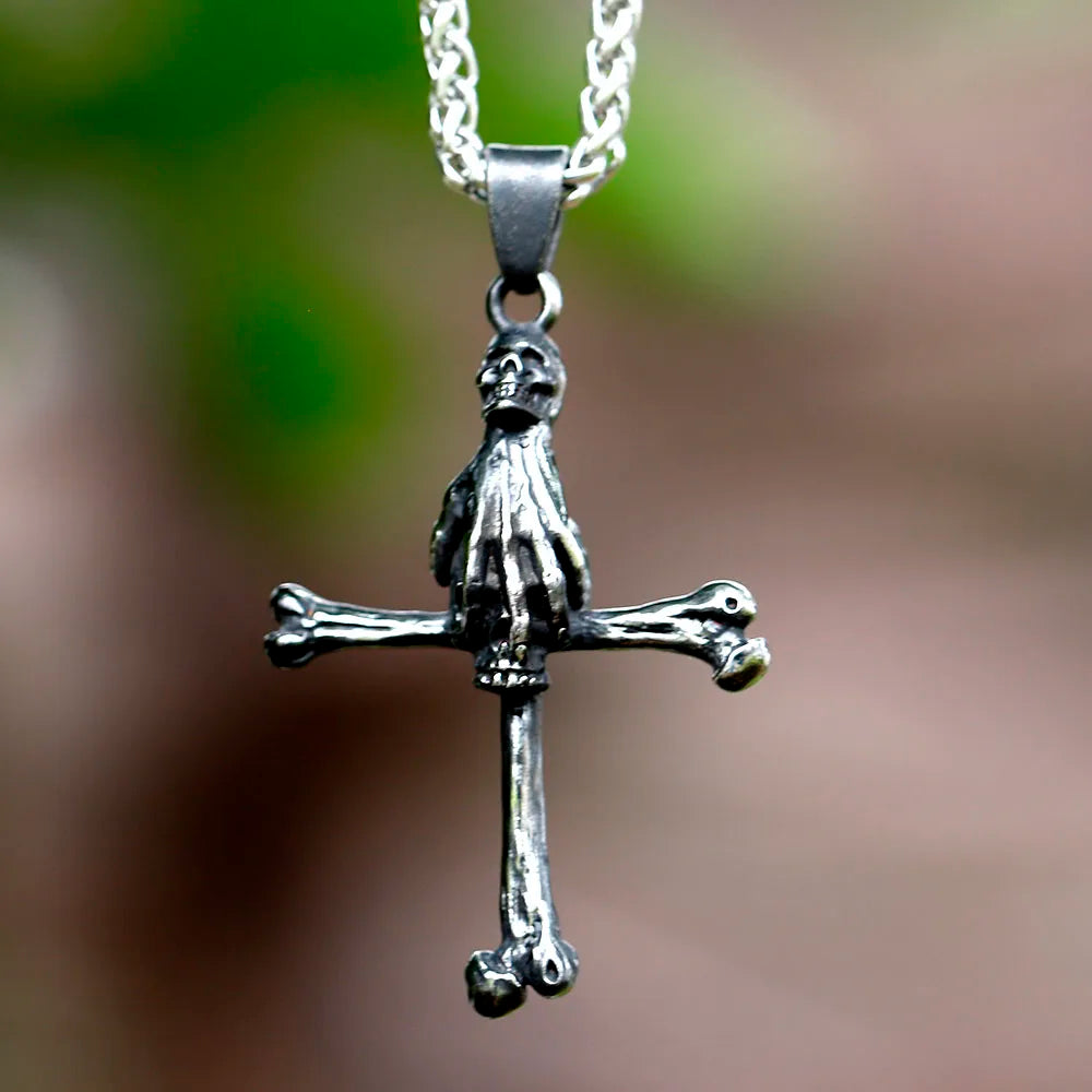 Skull Cross Stainless Steel Pendant Necklace