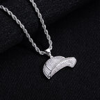 Iced Out Baseball Cap Pendant Necklace — Gold-Tone