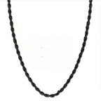 45/50/60/70cm One-piece Black Color Stainless Steel Twisted Rope Necklace, Men's Classic and Fashionable Daily Accessory Jewelry