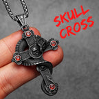 Skull Dragon Cross Pendant Necklace — Steel