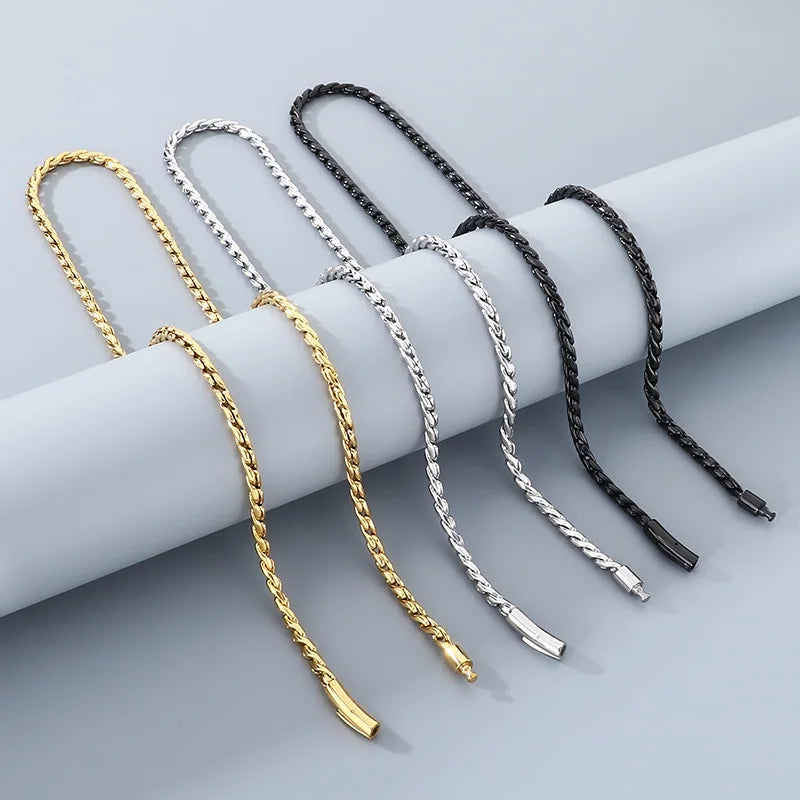 KALEN High Polished Stainless Steel Link Chain Necklace for Men Women Personalized Minimalist Sweater Chain Jewelry Accessories
