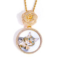 Statement Photo Pendant Necklace Rose Medallion