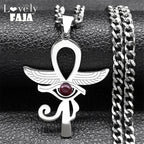 Cross Horus Eye Steel Pendant Ancient Ankh Egypt