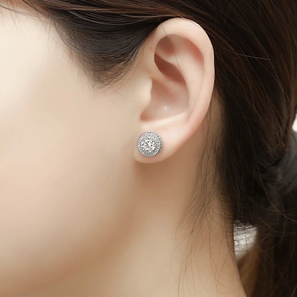 Iced Out Dollar Sign Stud Earrings Stainless Steel