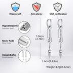 Hip-hop Punk Safety Pin Rivet Dangle Earrings for Men, Silver Color Stainless Steel Chain Tassel Earrings, Creative Jewelry