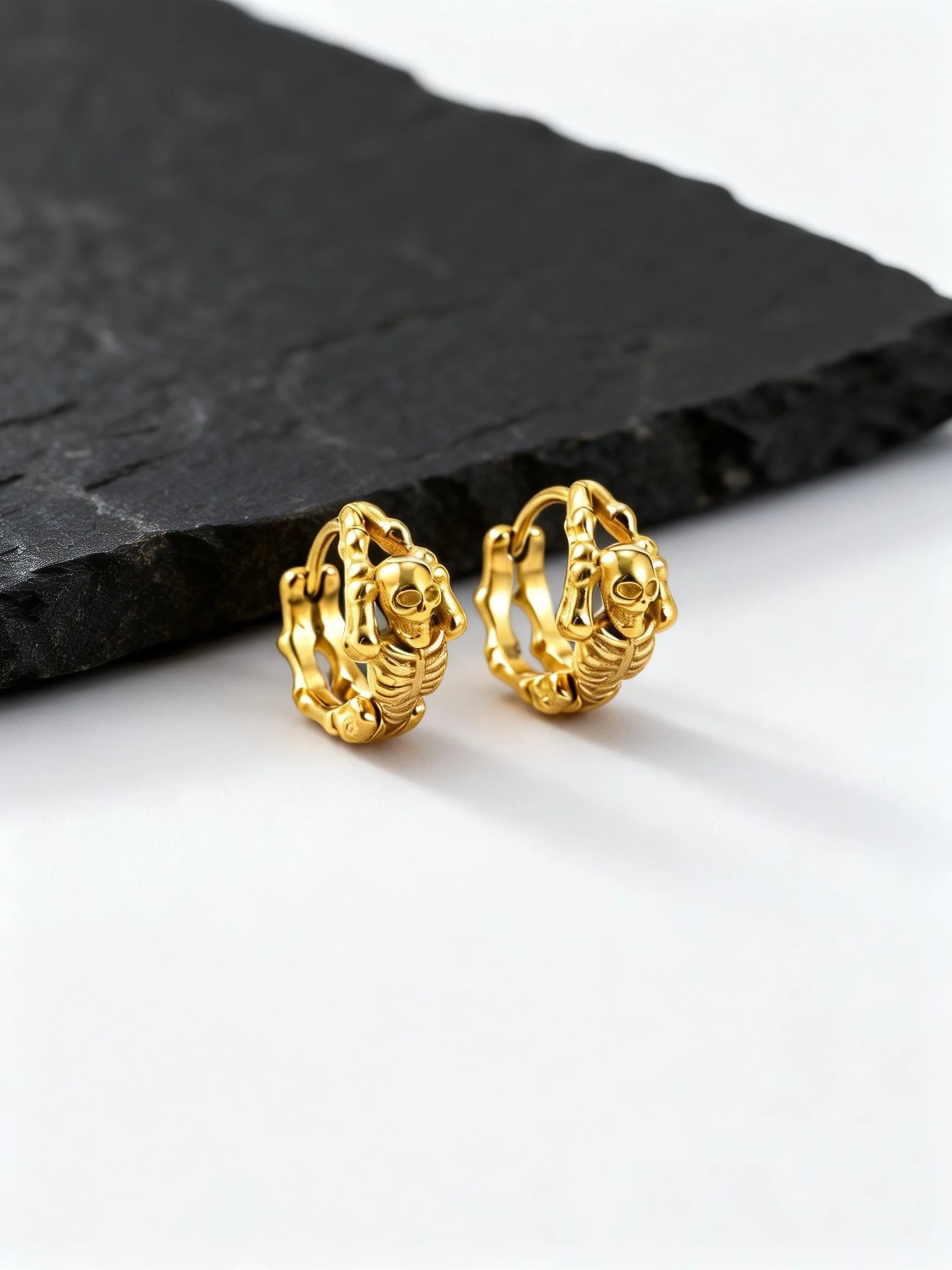 Skeleton Huggie Hoop Earrings — Stainless Steel