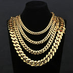 Gold Cuban Chain Necklace 10MM Smooth 18K