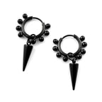 Spike Cone Drop Earrings Beaded Hoop Gothic — Stainless Steel