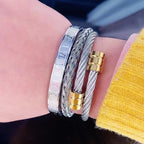 3pcs Luxury Stainless Steel Man Bracelet Set Roman Number Bangles Women Jewelry Couple Gift